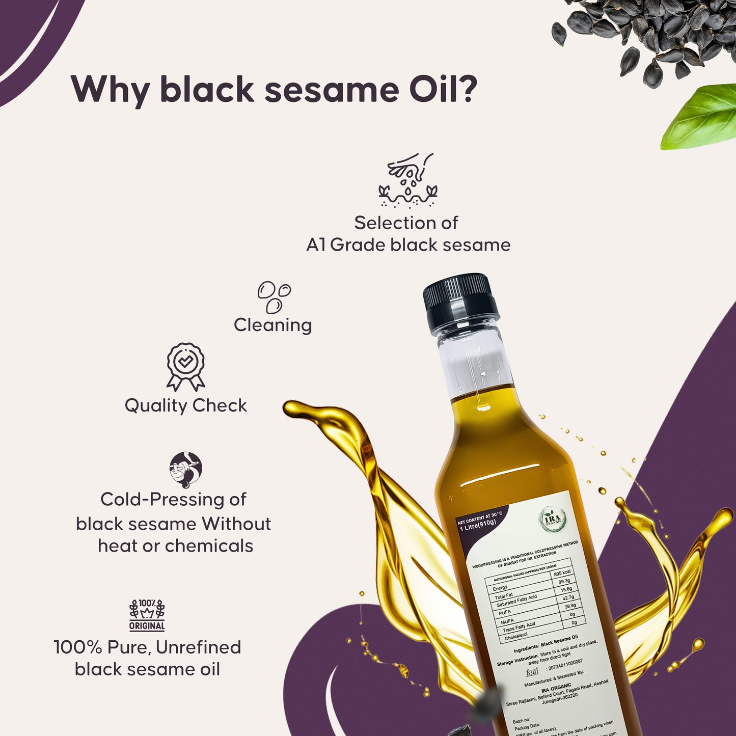 Wood Pressed Black Til (Sesame) Oil