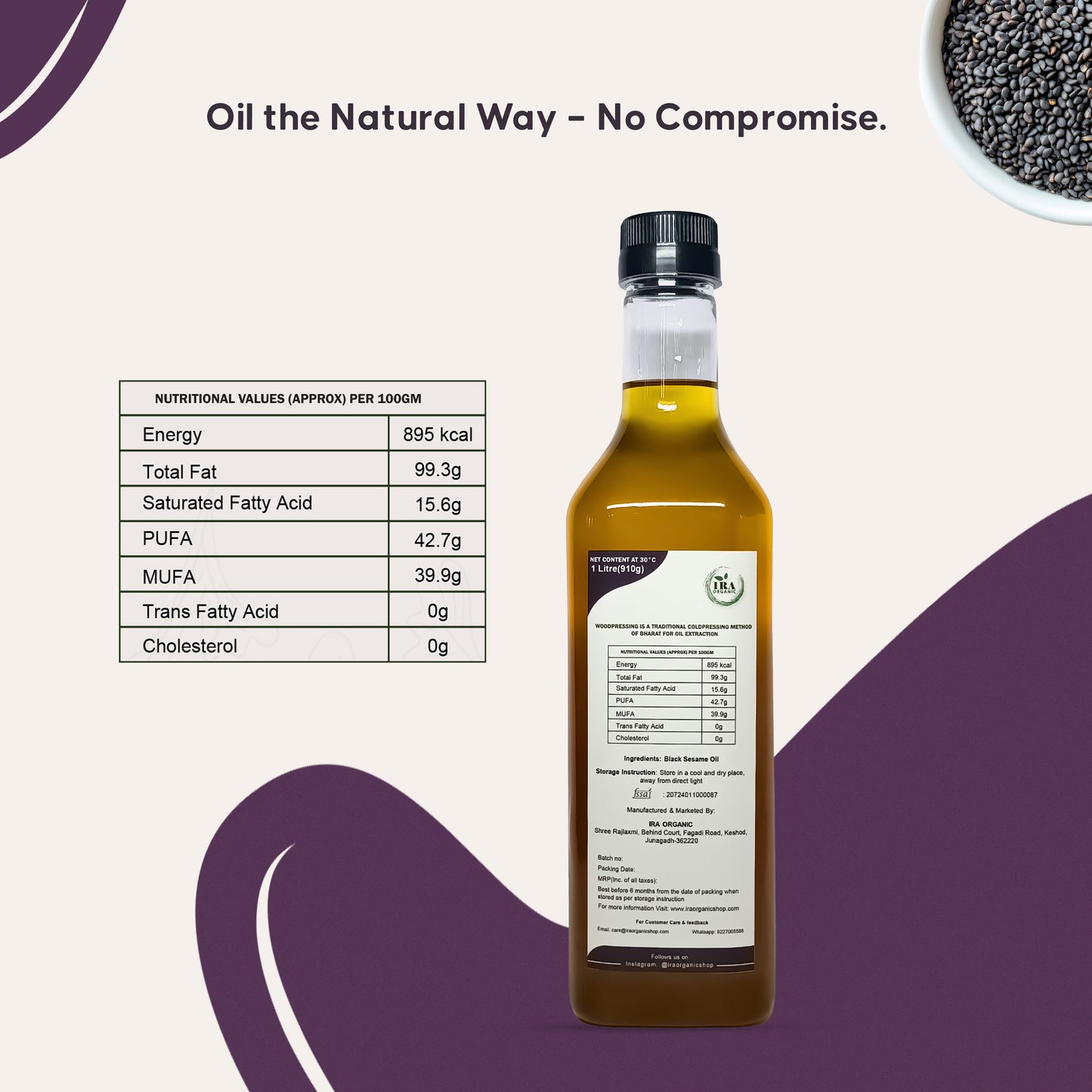 Wood Pressed Black Til (Sesame) Oil
