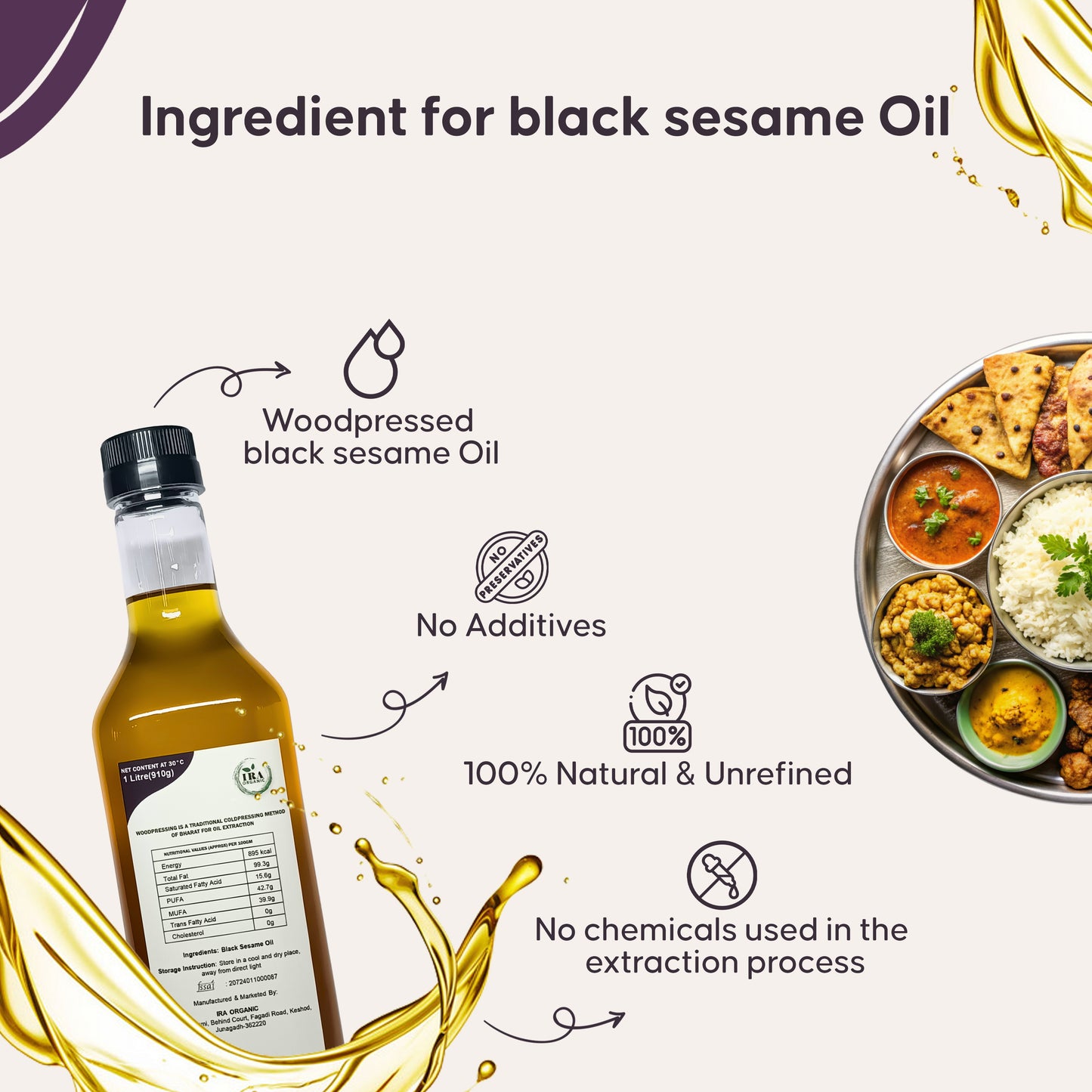 Wood Pressed Black Til (Sesame) Oil