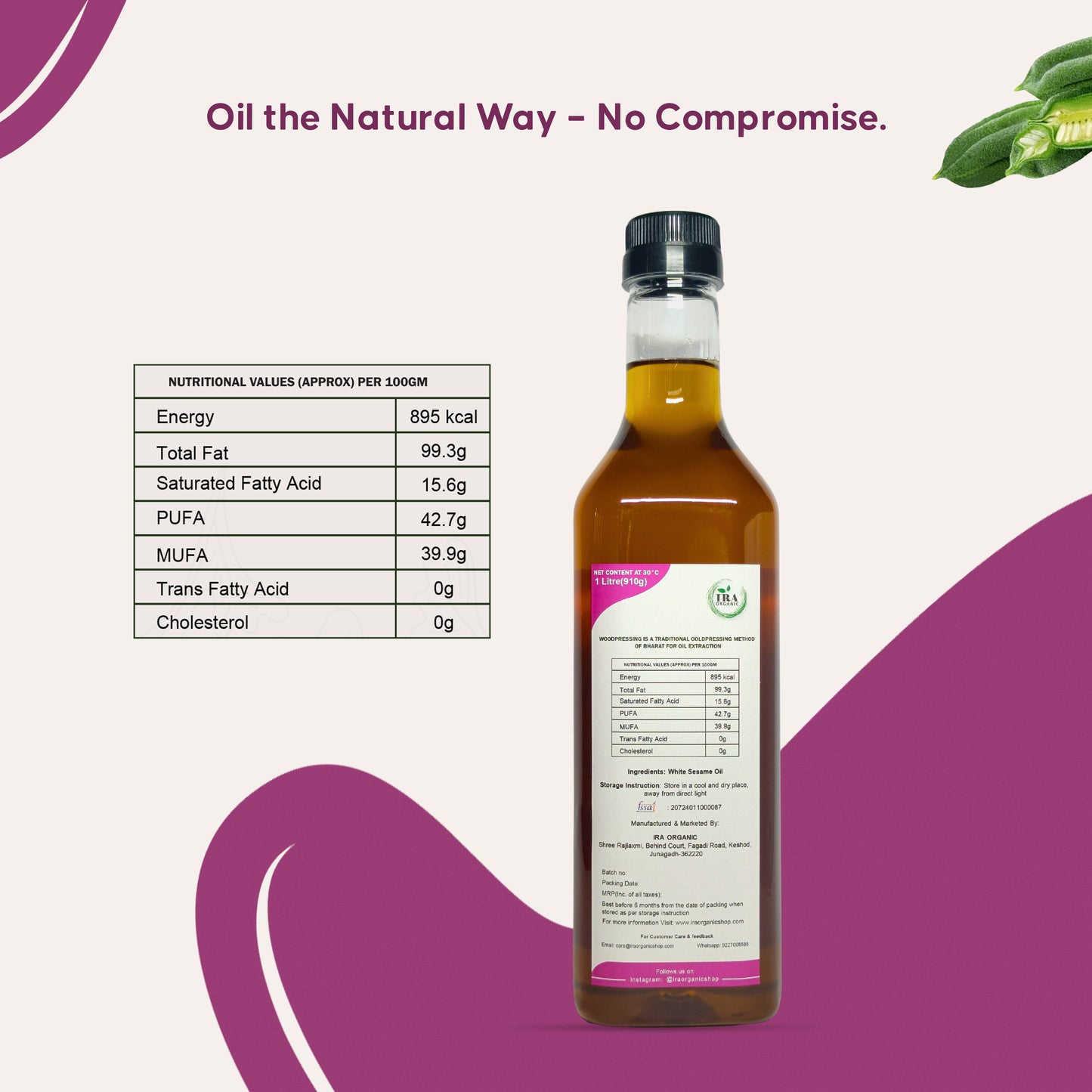 Wood Pressed White Til (Sesame) Oil