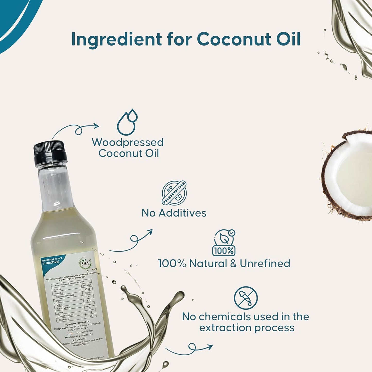 IRA ORGANIC Wood Pressed Coconut Oil